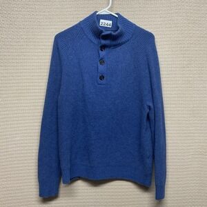 Size XL Banana Republic Italian Yarn Womens Blue 1/4 Button Pullover Sweater